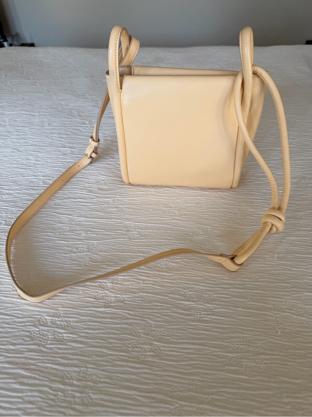 Cream Crossbody Shoulder Bag - Minimal Leather Design